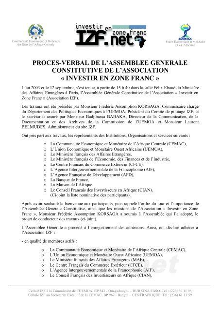 Procès Verbal De L assemblée Constitutive Le Représentant