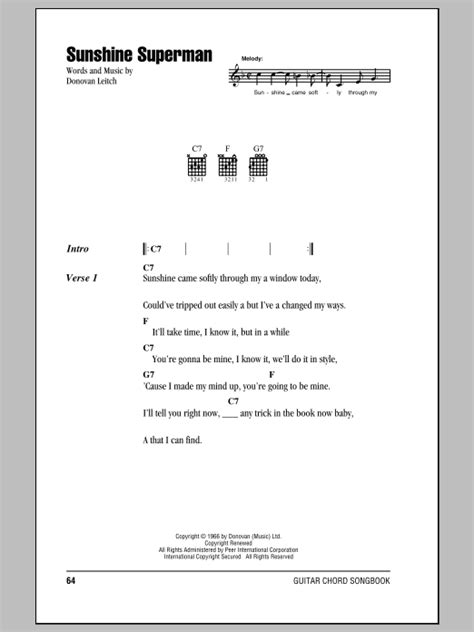 Sunshine Superman by Donovan - Guitar Chords/Lyrics - Guitar Instructor