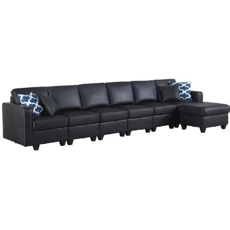 Yaseen Faux Leather Symmetrical Sofa With Ottoman Vigshome