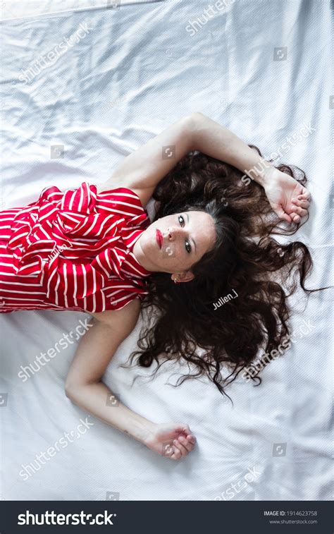 Beautiful Brunette Woman Lying On Bed Stock Photo 1914623758 Shutterstock