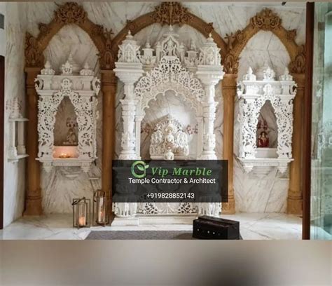 Designed Indoor White Marble Temple For Worship Size X Feet At