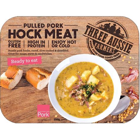 Three Aussie Farmers Pork Pulled Hock Meat 250g Woolworths