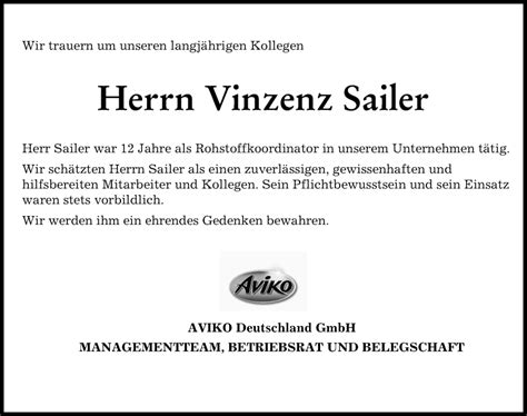 Traueranzeigen von Vinzenz Sailer Allgäuer Zeitung