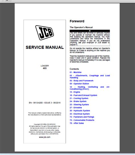 JCB 403 SERVICE MANUAL Machine Catalogic