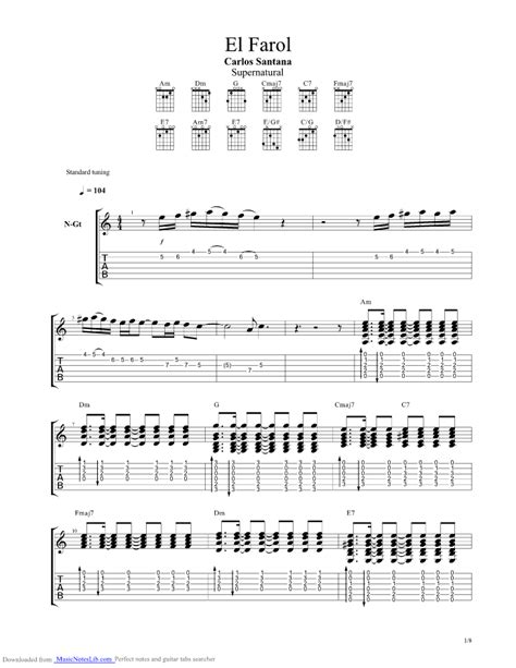 El Farol Guitar Pro Tab By Santana Musicnoteslib