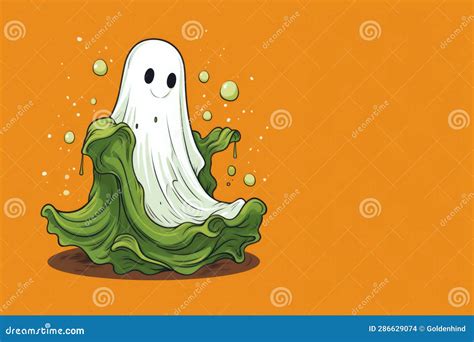 Halloween Ghost on Orange Background, Autumn Holidays Stock ...