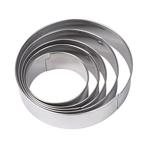 Jangslng 5pcsset Multifunctional Stainless Steel Round Biscuit Mold