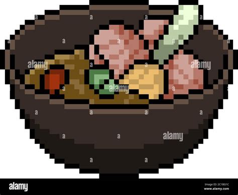 Vector Pixel Art Food Soup Isolated Cartoon Stock Vector Image And Art