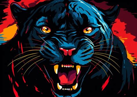 Premium Ai Image Black Panther Cartoon Pop Art