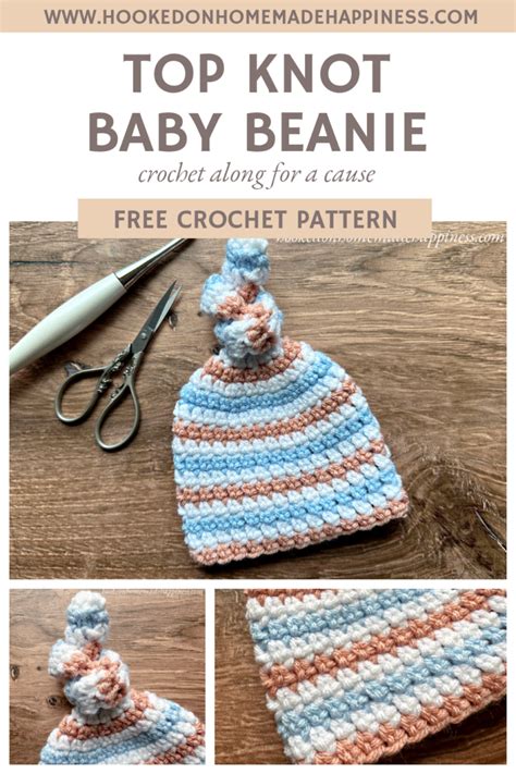 Top Knot Baby Beanie Crochet Pattern Hooked On Homemade Happiness