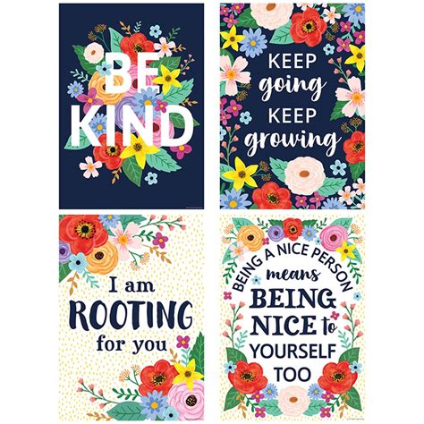 Wildflowers Positive Posters Set Of 4 Tcr2088705 Teacher Created Resources Motivational