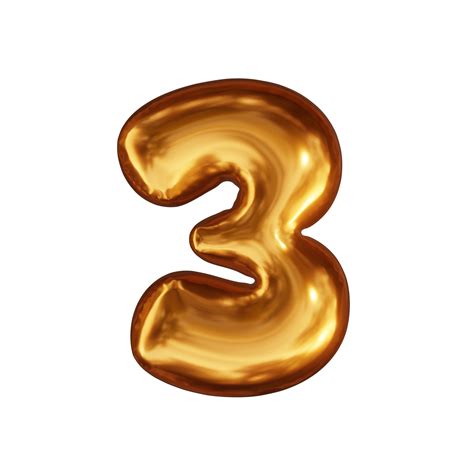 Golden Number 3 Balloon On Transparent Background 28345941 Png