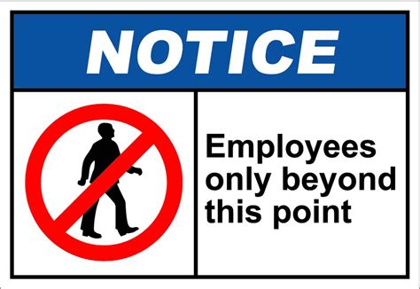 Employees Only Beyond This Point Notice Osha Ansi Aluminum Metal Sign