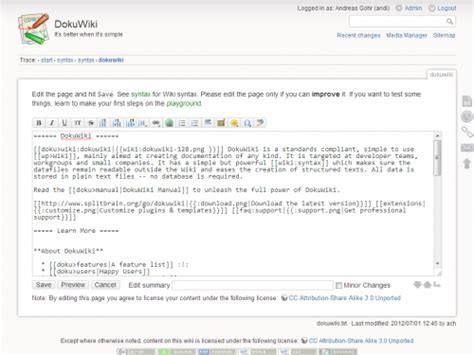 DokuWiki Screenshots | WikiMatrix