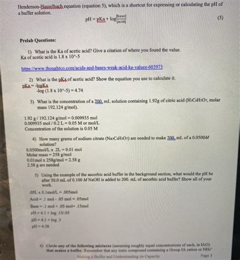 Part 2 - Acetic Acid /Acetate Ion buffer 9. Prepare | Chegg.com