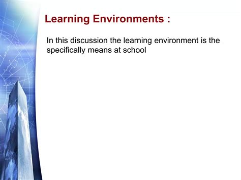 Effective Learning Environments Ppt Free Download