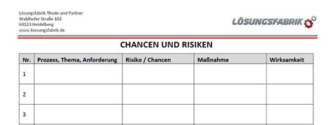 Vorlage Risiken Und Chancen Blog Der L Sungsfabrik