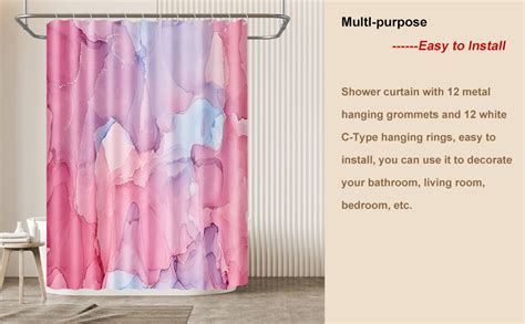 Aquar Pink Marble Shower Curtain 72x78 Inch Watercolor