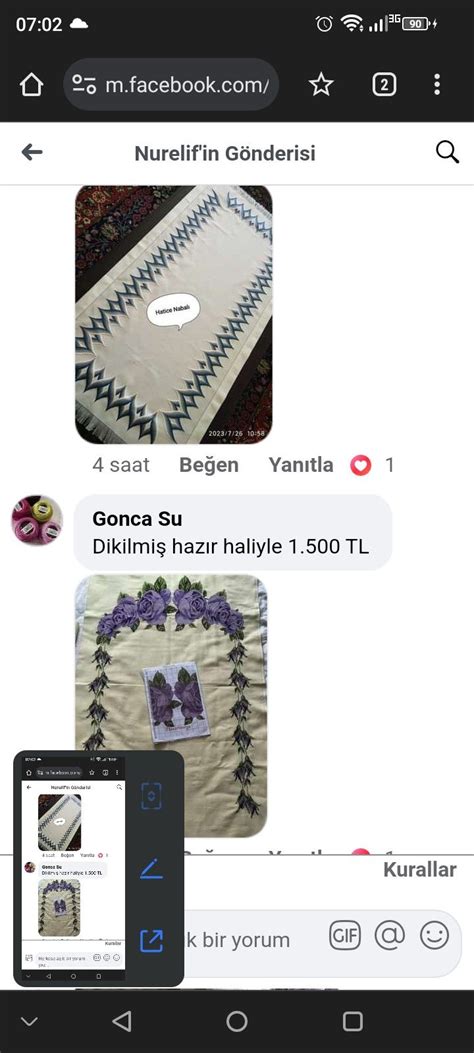 Pin de Hatice em iğne oyalı seccade bilgisi