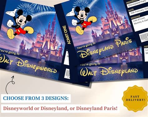 Printable Ticket To Disneyland Paris Boarding Pass Surprise Vacation