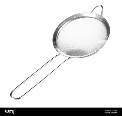 Metal Sieve Isolated On White Stock Photo Alamy