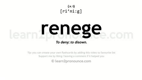 Renege pronunciation and definition - YouTube