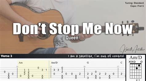 Don’t Stop Me Now Queen Fingerstyle Guitar Tab Chords Lyrics Youtube