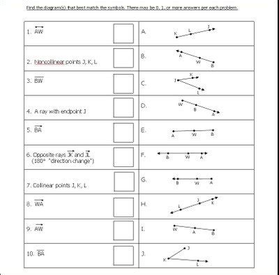 Geometry Terms Worksheets