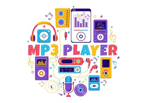 Premium Vector Mp Player Illustration With Musical Notation And