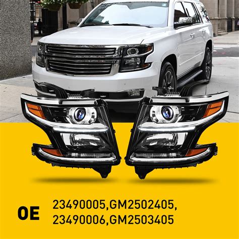 Pairs Of 2015 2020 Chevy Tahoe Suburban LED DRL Projector Black