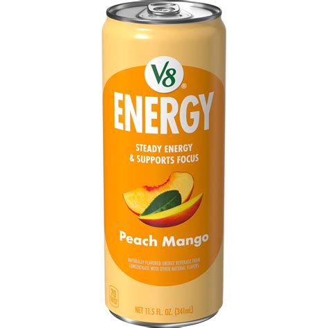 V8 Energy Still Peach Mango Energy Drink, 11.5 fl oz Can - Walmart.com