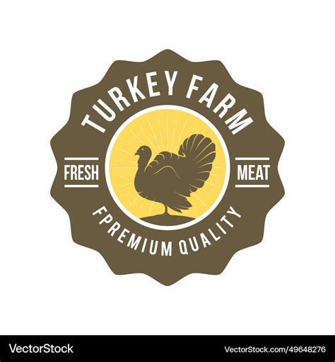 Turkey Farm Emblem Logo Design Royalty Free Vector Image