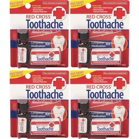 4 Pack Red Cross Toothache Complete Medication Kit 012oz Each