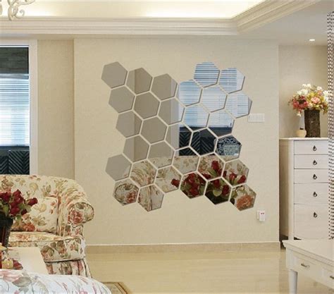 Pcs Hexagonal D Modern Acrylic Mirror Wall Sticker Decal Art Mural