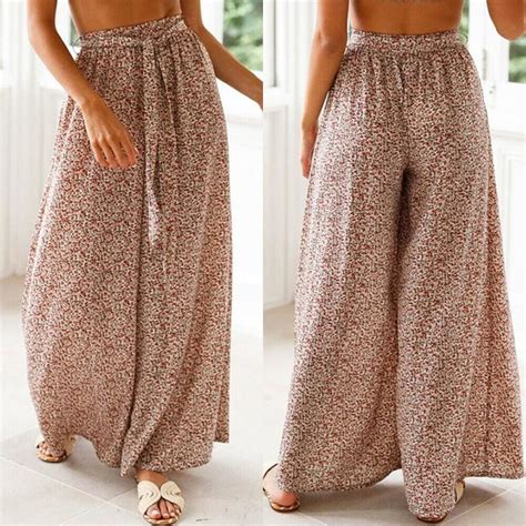 Boho Women Baggy Harem Pants Hippie Wide Leg Gypsy Palazzo High Waist