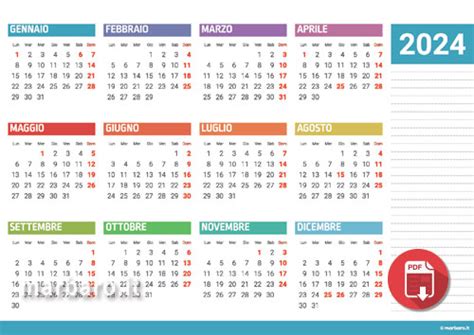 Calendario 2024 In Pdf Stampabile Su Foglio A4