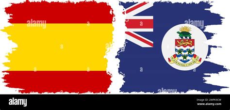 Cayman Islands And Spain Grunge Flags Connection Vector Stock Vector