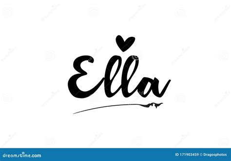 Ella Name Text Word With Love Heart Hand Written For Logo Typography