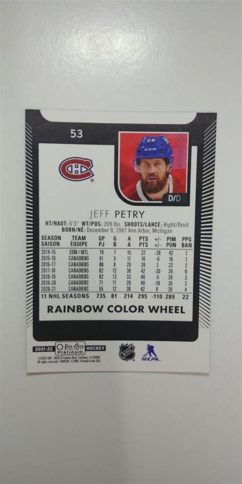 O Pee Chee Platinum Rainbow Color Wheel Jeff Petry Montreal