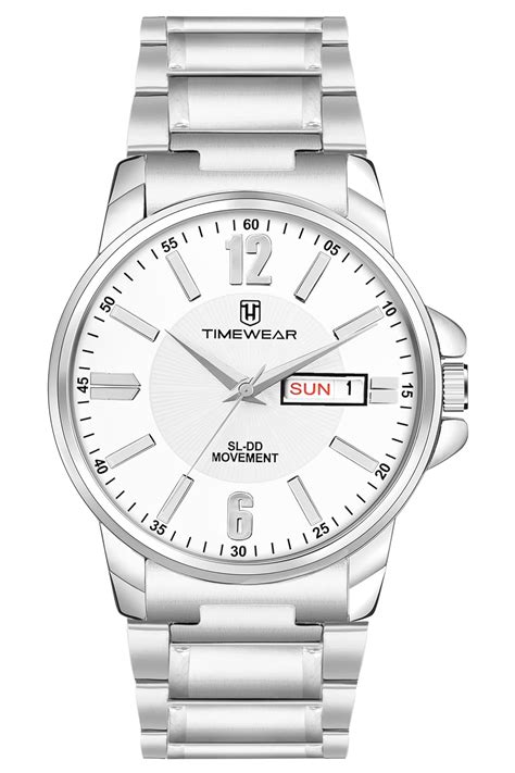 Buy TIMEWEAR Analog Day Date Functioning White Dial Stainless Steel