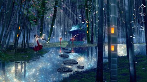 Anime, Girl, Bamboo, Forest, Shrine, 4K, #6.2590 Wallpaper PC Desktop