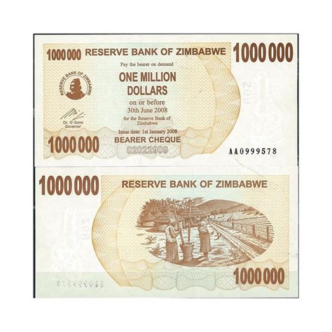 Billets De Collection Zimbabwe Pk N Millions Dollars Bearer