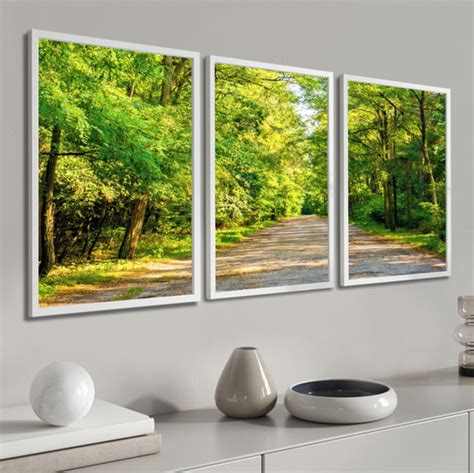 Quadro Decorativo Paisagem Natureza Folhagens Verdes Trio Elo7