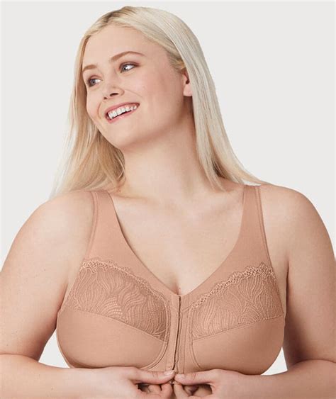 Glamorise Magiclift Natural Shape Wire Free Front Closure Bra Cappuc Curvy