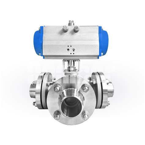 Cl T Type Three Way Pneumatic Ball Valve For Inch Pipeline