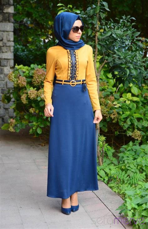 Saffron Colored Hijab Dress 7056-02 | Sefamerve