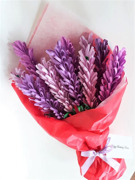 Paper Lavender Bouquet Paper Flower Bouquet 12 Stems Of Lavender Origami Bouquet Paper Flower