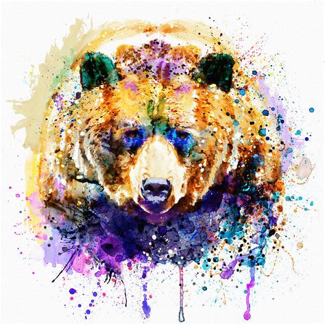 Colorful Grizzly Bear Painting By Marian Voicu Pixels