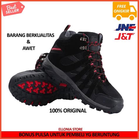 Jual Sepatu Pria Cowok Berkualitas Gunung Snta Original Black Red