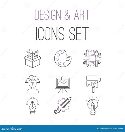 Art Icons Set Vector Illustration Design Linear Symbols Artistic